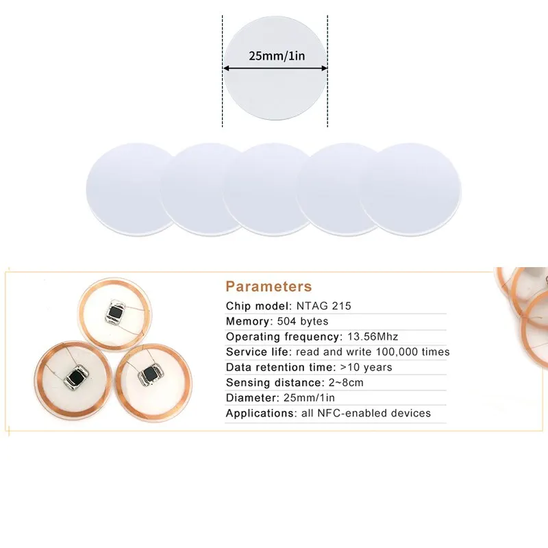 20pcs  13.56MHz Ntag215 NFC Co - đánh giá và giá Nfc Tag Programmable