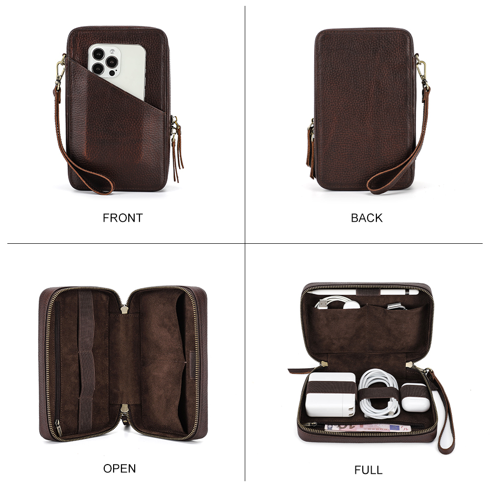 Genuine Leather Portable USB D - đánh giá và giá Electronics Gadgets Bag